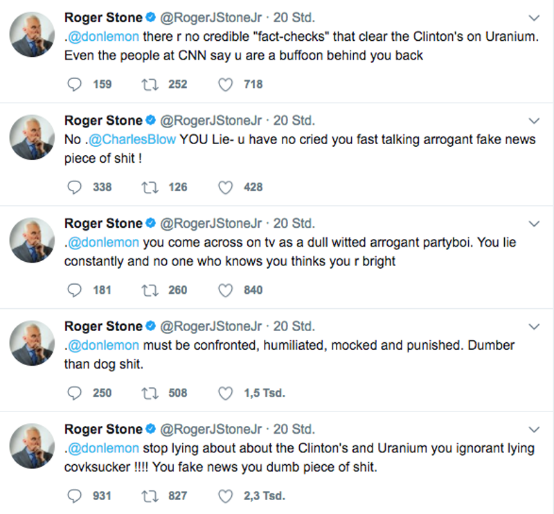 Tweets by Roger Stone that got him banned from the service, possibly for good (Twitter/Wayback Machine)
